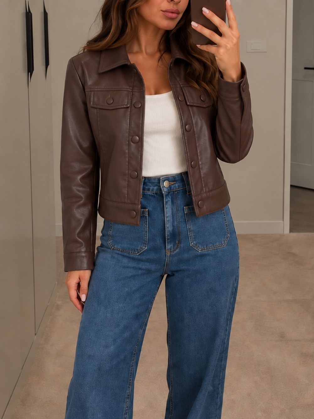 ASOS - Stoosh Brown Faux Leather collared Jacket - Women